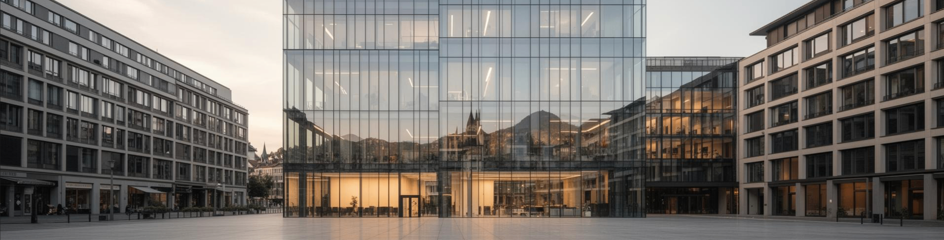 Urbanes modernes Bauprojekt mit Glasfassade